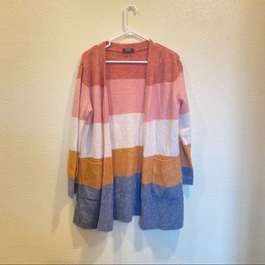 Modern Canvas Color Block Striped Cardigan